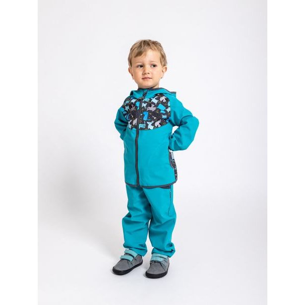 Unuo, Dětská softshellová bunda bez zateplení, Smaragdová, Pejsci