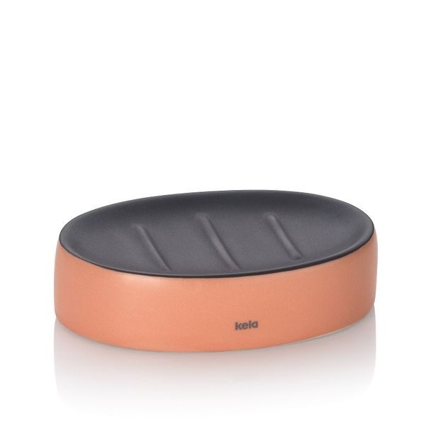 KELA Miska na mýdlo Matsi keramika broskvově růžová 12,5x8,5x3,0cm KL-24085