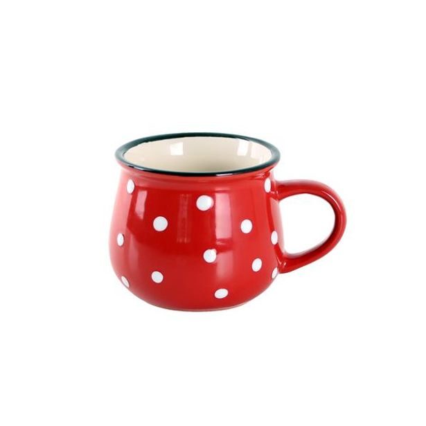 TORO HRNEK ČERVENÝ S BÍLÝMI PUNTÍKY, 230ML, KERAMIKA_hamashop