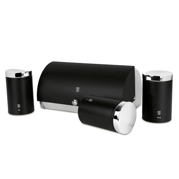 BERLINGERHAUS Chlebník a sada dóz na potraviny 4 ks Matte Black Collection BH-6733