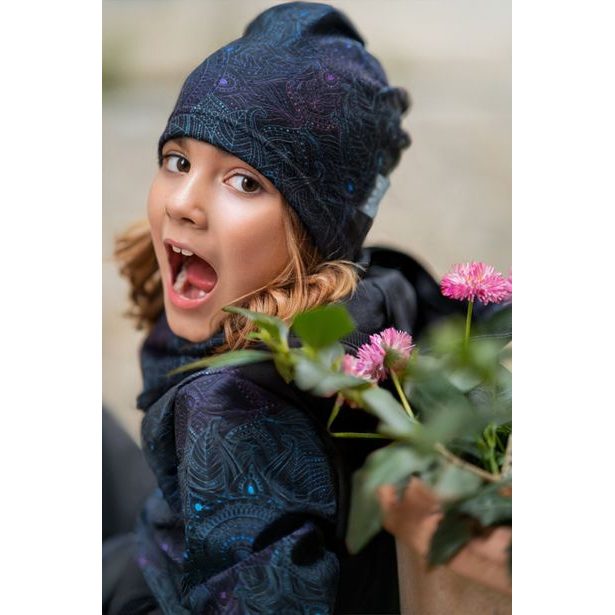 Unuo, Dětská čepice fleecová spadená, Temná mandala