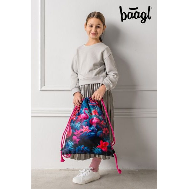 BAAGL SET 5 Ergo Plameňáci: aktovka, penál, sáček, zástěra, peněženka