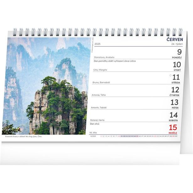 NOTIQUE Stolní kalendář Až na vrcholky hor 2025, 23,1 x 14,5 cm
