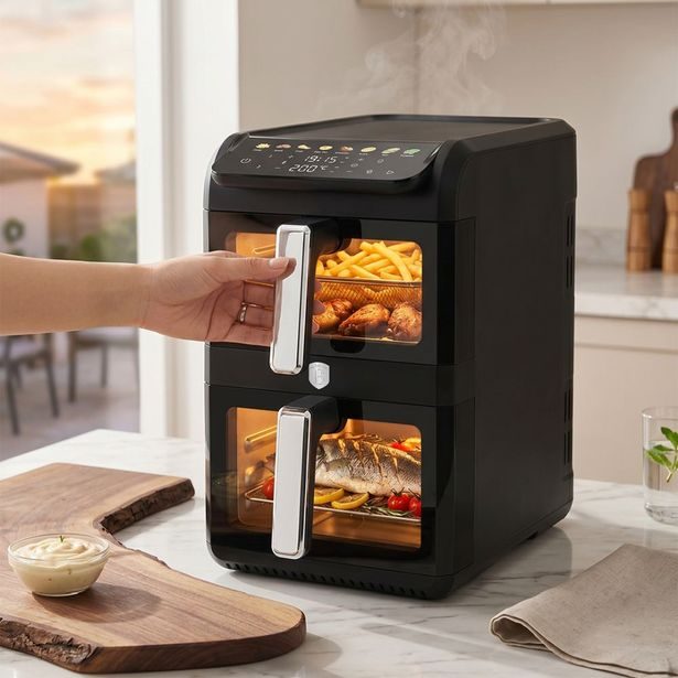 BERLINGERHAUS Horkovzdušná fritéza digitální dvojitá 4+6 l Matte Black Collection BH-9926