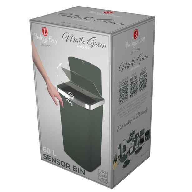BERLINGERHAUS Koš odpadkový se senzorovým otvíráním 60 l Matte Green Collection BH-9797