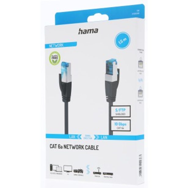 Hama síťový kabel Cat6a S/FTP RJ45 1,5 m, stíněný, 10 Gb/s