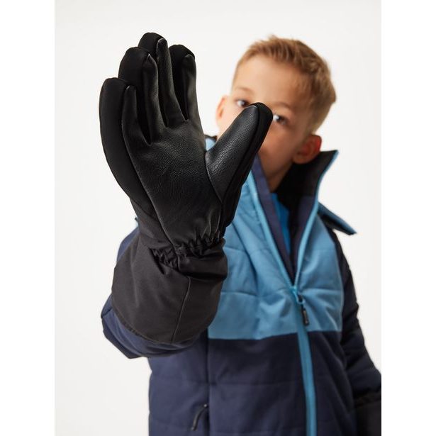 Unuo Dětské zimní rukavice prstové Ski, Černá