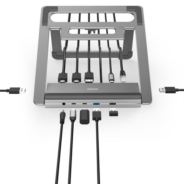 Hama USB-C dokovací stanice a stojan pro notebook Connect2Office Stand, 12 portů