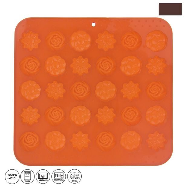 forma kytičky 30-silikon 21x20,5x1,5cm, oranž