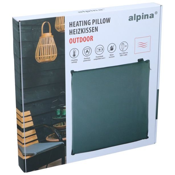 ALPINA Elektrický vyhřívaný podsedák venkovní USB 45 x 45 cm tmavě šedá ED-244060