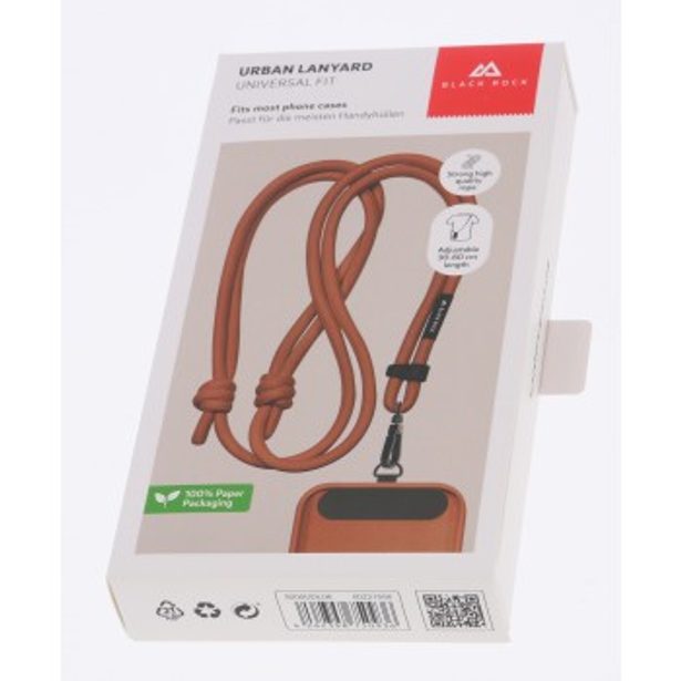 Black Rock Universal Lanyard, šňůrka na mobil, s karabinkou, 30-60 cm, hnědá