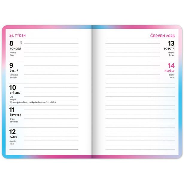 NOTIQUE Školní diář Růžový (září 2025 – prosinec 2026), 9,8 x 14,5 cm