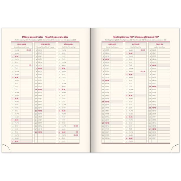 NOTIQUE Denní diář Essenza 2026, švestka, 15 x 21 cm