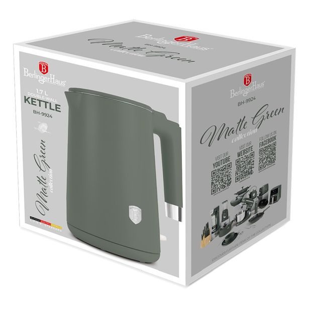 BERLINGERHAUS Rychlovarná konvice s dvojitou stěnou 1,7 L Matte Green Collection BH-9924