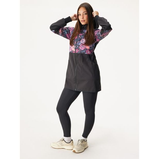 Unuo, Dámský softshellový kabát s fleecem Street, Černá, Kouzelné květiny