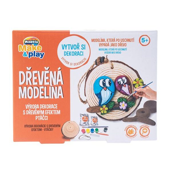 MODELO Samotvrdnoucí hmota efekt dřeva - ptáčci