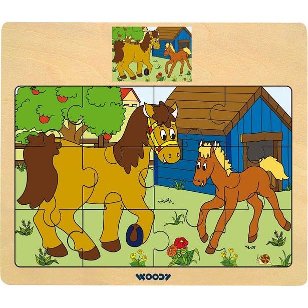 Disple. 12ks - Puzzle na doske "Mašinka" - zvieratá s mláďatami