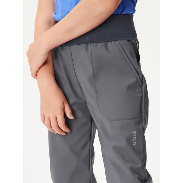 Unuo, Dětské softshellové kalhoty s fleecem Simple, Tm. Šedá
