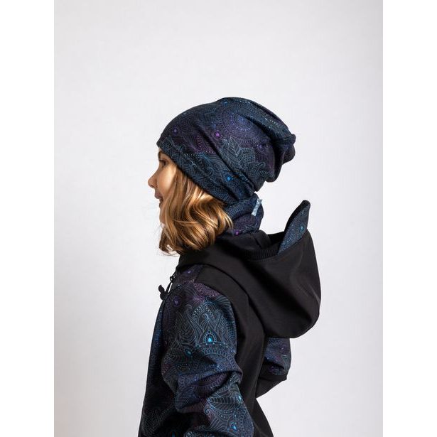 Unuo, Dětská čepice fleecová spadená, Temná mandala