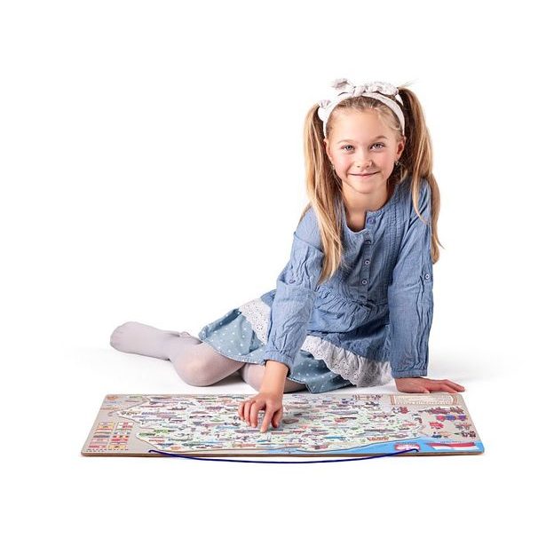 Magnetická mapa Polska s obrázky a společenská hra 3v1