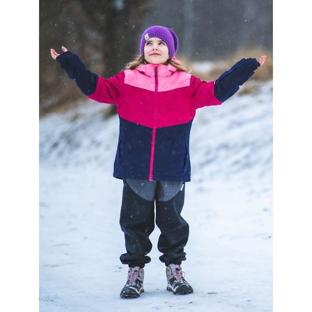 Unuo, Dětské softshellové oteplovačky s fleecem, Černá, Žíhaná Antracitová