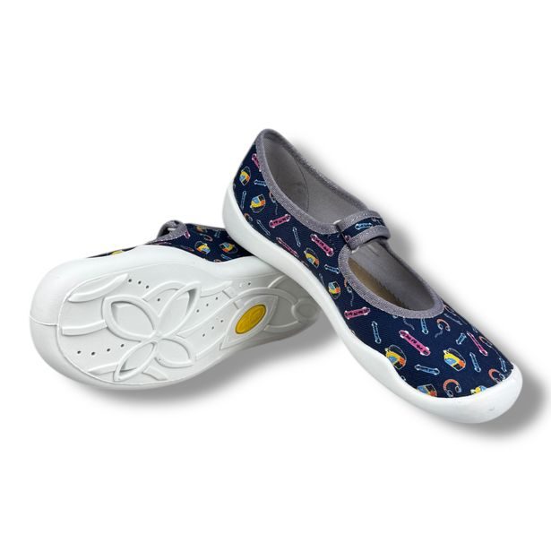 Dívčí balerínky, domácí obuv Befado - modré, Skate