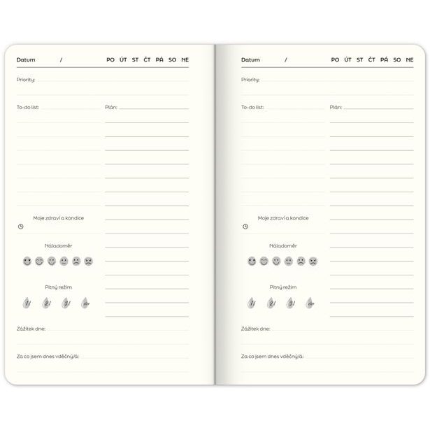 Nedatovaný plánovač Note to self, 5 minut denně, 13 × 21 cm