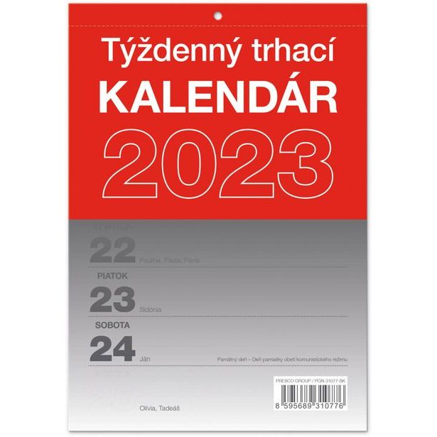 Nástěnný kalendár Trhací týždenný 2023 SK, A5 Baagl