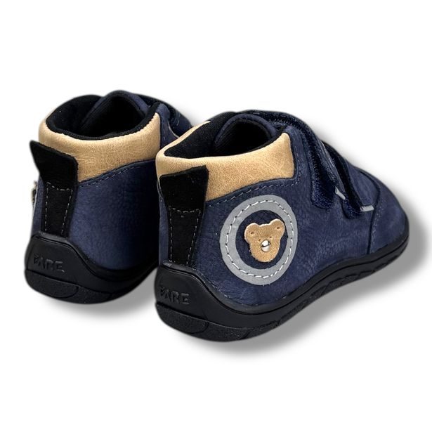 FARE BARE Visby A5121205 – barefoot dětské kotníkové kožené boty modré