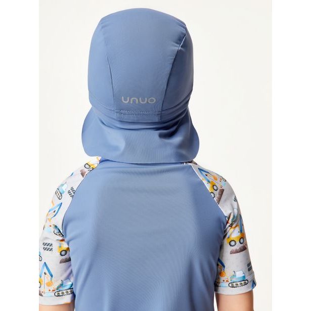 Unuo, Dětská kšiltovka s plachetkou a UV ochranou 50+, Modrá, Bagry