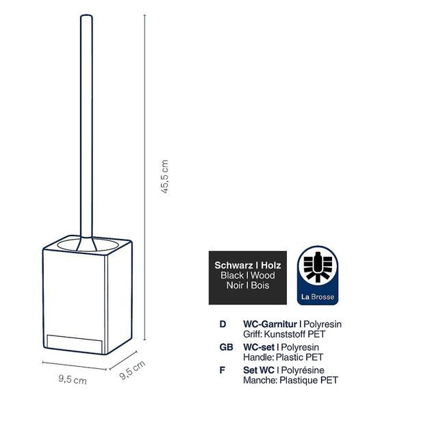 KELA WC sada Cube polyresin černá KL-23690
