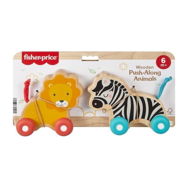 FP DŘEVĚNÁ POSTRKOVACÍ LEV A ZEBRA