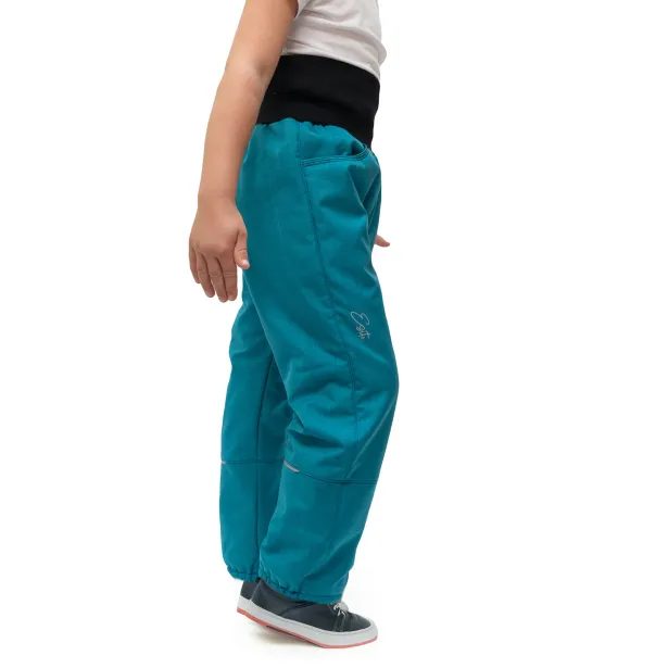 ESITO Dětské softshellové oteplovačky na zimu Petrol - petrolejová