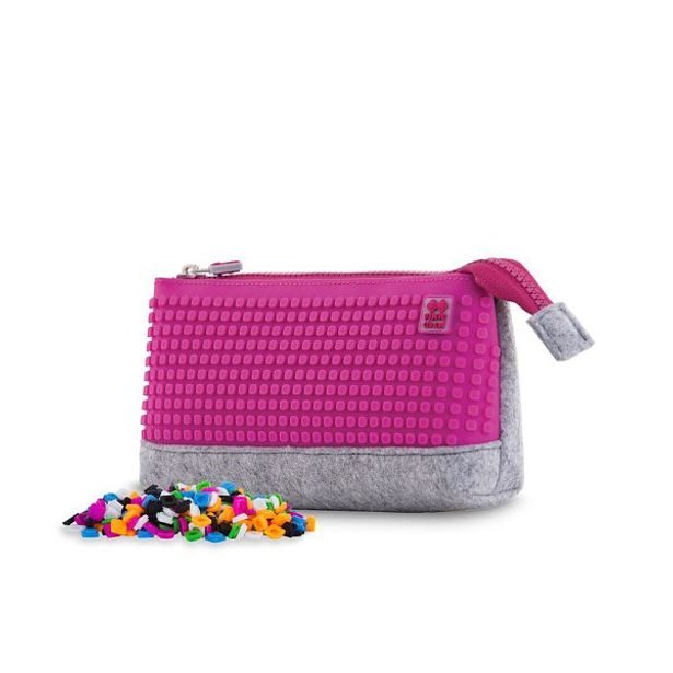 PIXIE CREW PIXIE CREW velké pouzdro ŠEDÁ/FUCHSIOVÁ