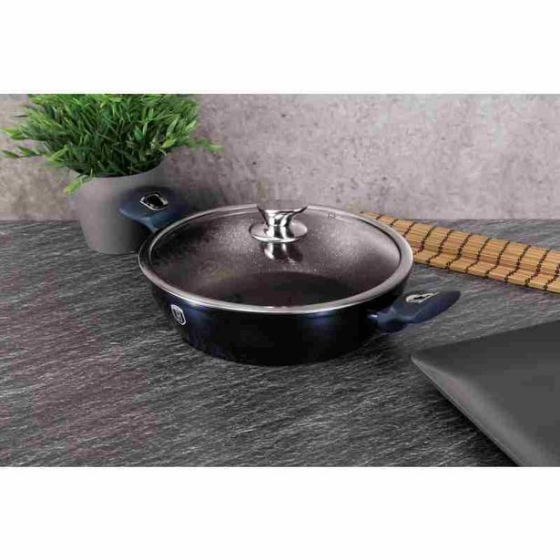 BERLINGERHAUS Pekáč kulatý s mramorovým povrchem a poklicí 28 cm Aquamarine Metallic Line BH-1877