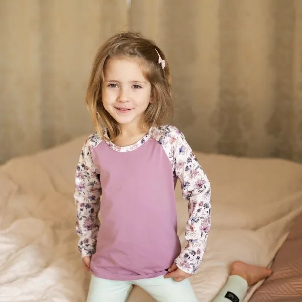 ESITO Dívčí triko s dlouhým rukávem Violet flowers - fialová / 98