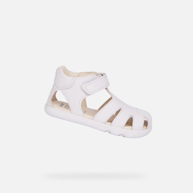 Bílé chlapecké barefoot sandály pro první kroky Geox Steppieup