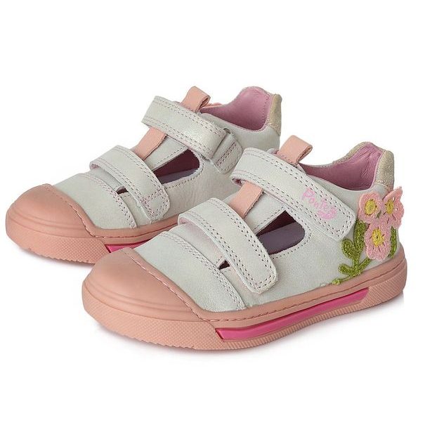Dětské kožené sandálky, Ponte20, DA03-1-961 - stříbrné/růžové