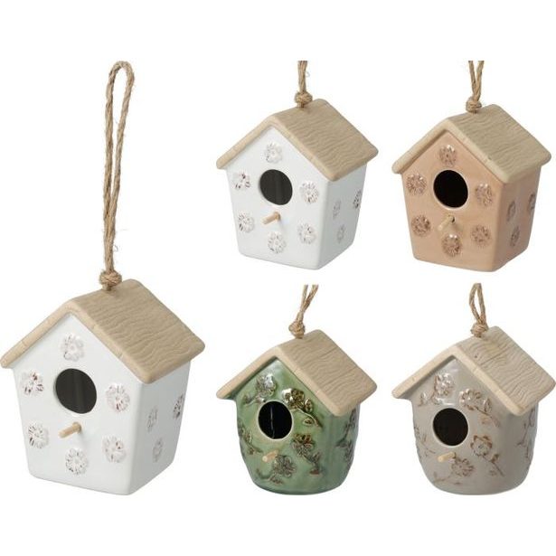 dekorace BUDKA pro ptáčky 12x11x15cm, porcelán