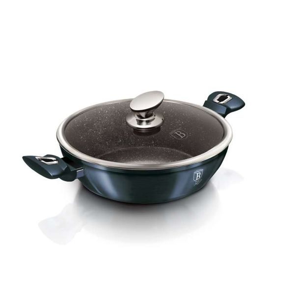 BERLINGERHAUS Pekáč kulatý s mramorovým povrchem a poklicí 28 cm Aquamarine Metallic Line BH-1877