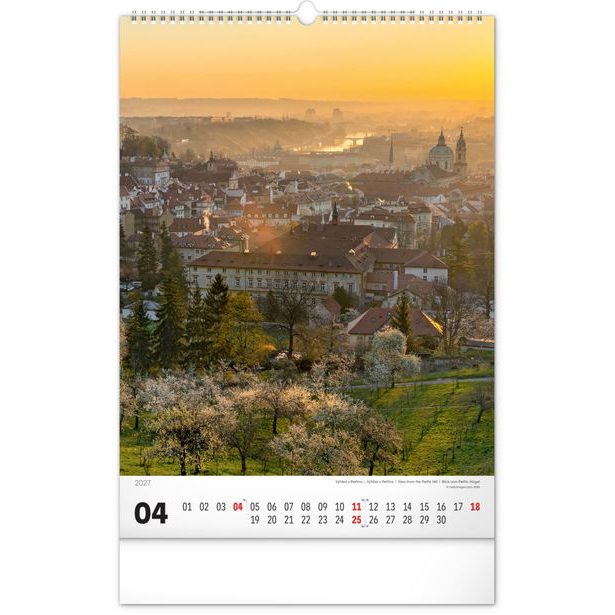 NOTIQUE Nástěnný kalendář Praha 2027, 33 x 46 cm