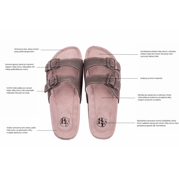 Chlapecké kožené pantofle Best Feet - šedé