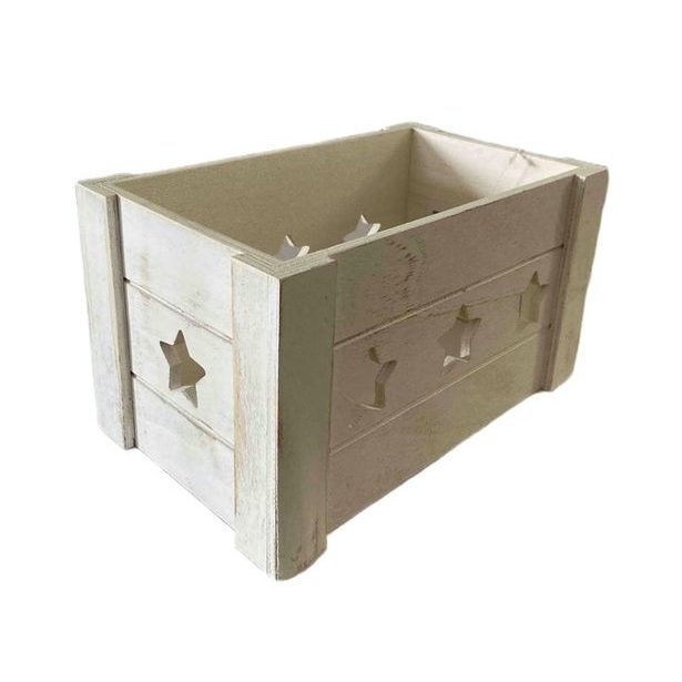 bedýnka 30x20x16cm, HVĚZDA, bílá, dřevo