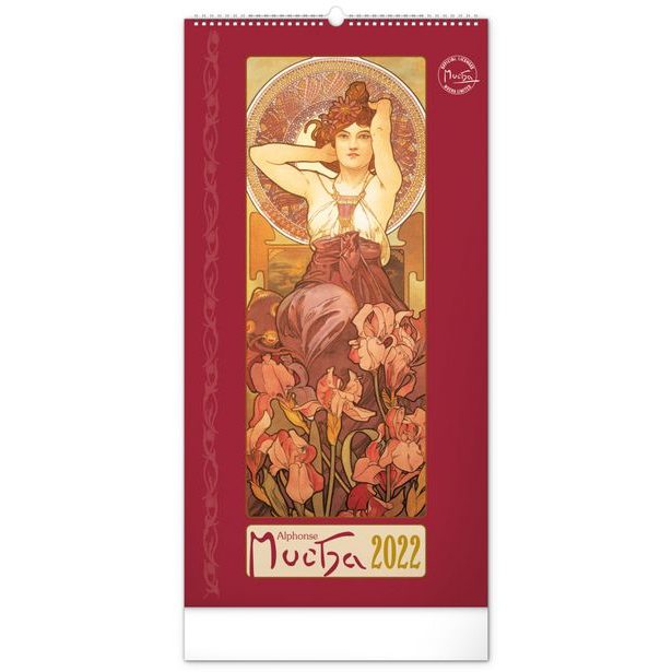 Nástěnný kalendář Alfons Mucha 2022, 33 × 64 cm Baagl