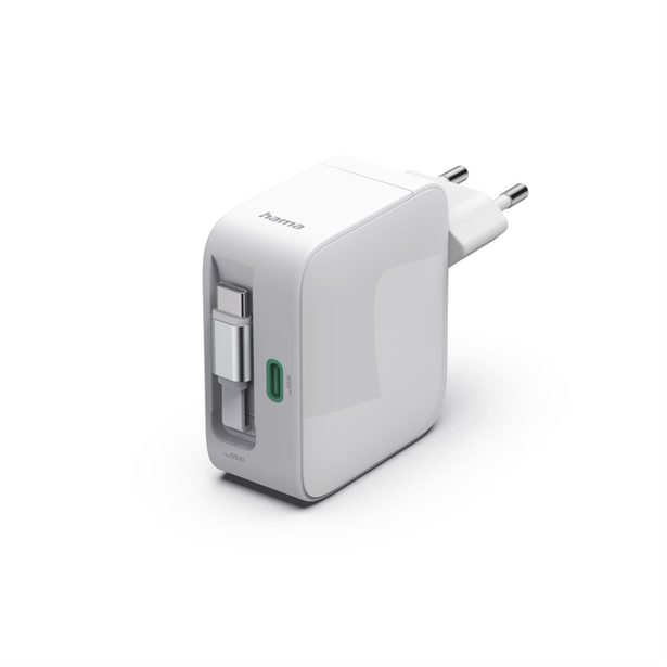Hama rychlá USB nabíječka GaN 2x USB-C, PD 65 W, navíjecí kabel