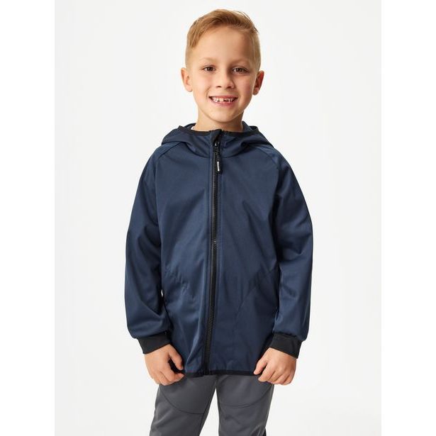 Unuo, Dětská softshellová bunda bez zateplení pružná Basic, Tm. Modročerná
