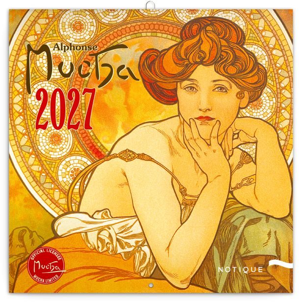 NOTIQUE Poznámkový kalendář Alfons Mucha 2027, 20 x 20 cm