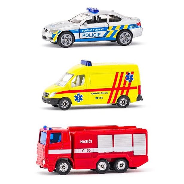 SIKU česká verze - set mix policie, hasiči, ambulance