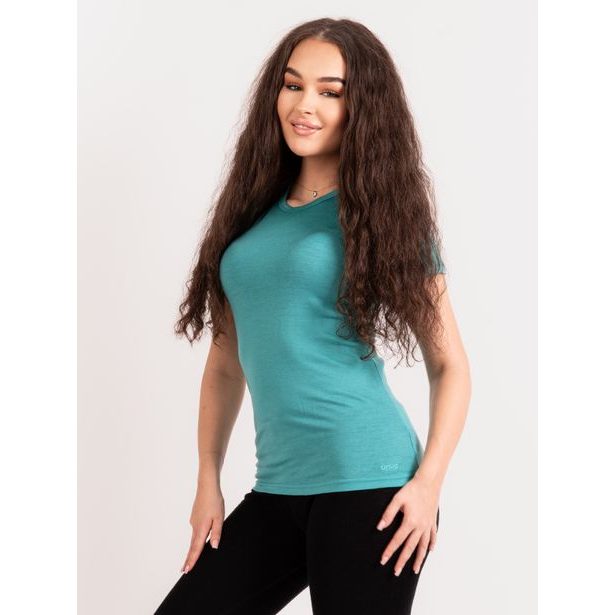 Unuo, Dámské merino triko s krátkým rukávem Nature, Aqua