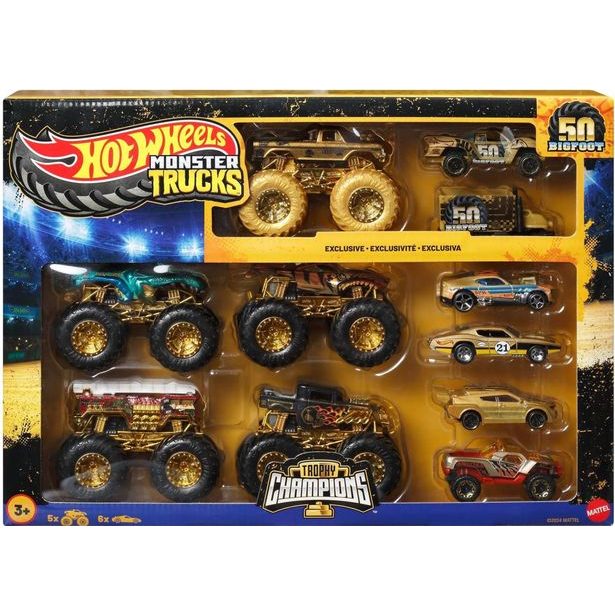 HW MONSTER TRUCKS BIGFOOT 50. VÝROČÍ SET ANGLIČÁKŮ & TRUCKŮ